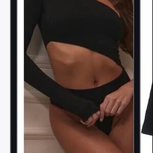 Clyque the label Black One-Shoulder Bodysuit